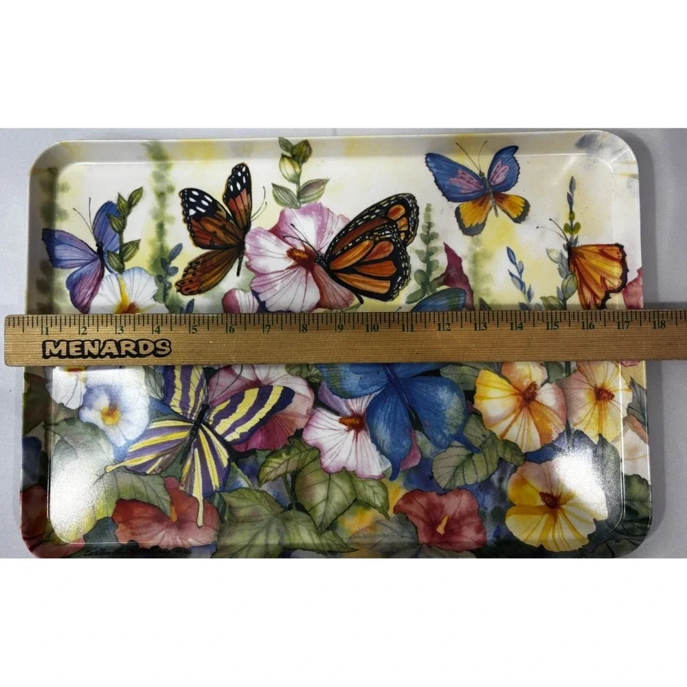 1998 KATHLEEN PARR MCKENNA SERVING TRAY, PITCHER, CUPS- FLOWERS‎ BUTTERFLY